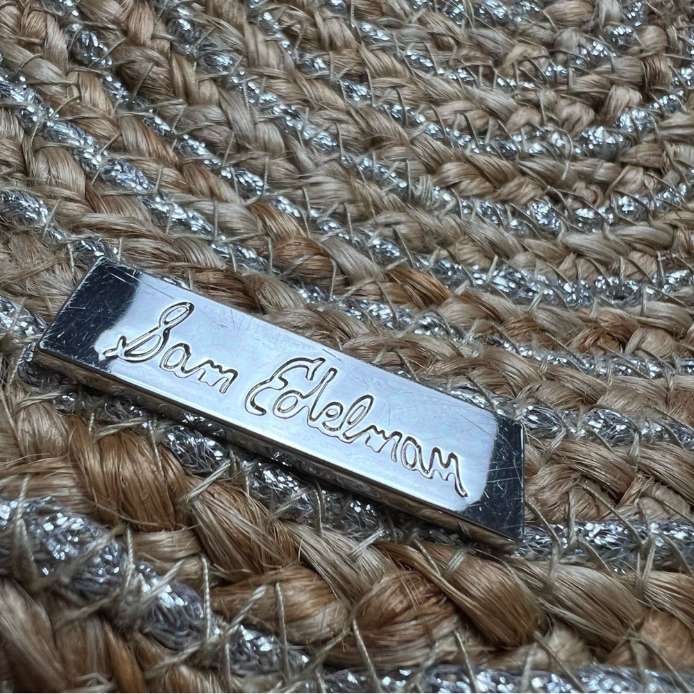 Sam Edelman Metallic Round Jute Shoulder Bag Rainbow Strap - Picture 5 of 15